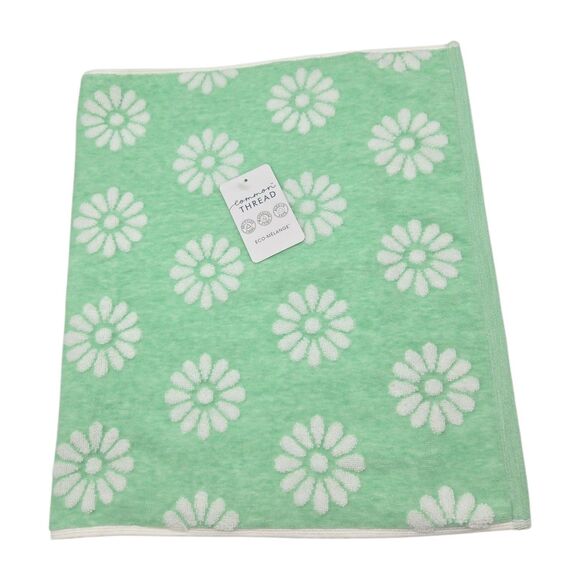 Common Thread Eco Melange White Daisy Mint Green Zero Twist Cotton Towel Set 6pc - Picture 6 of 9
